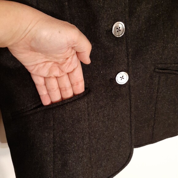 Eddie Bauer charcoal gray wool Blazer jacket classic quiet luxury quality pm m - Picture 3 of 6